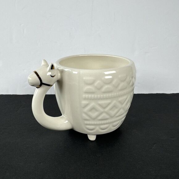 Llama Coffee Mug‎ Cup Opalhouse Cream White Gold Accents Textured - Picture 2 of 9